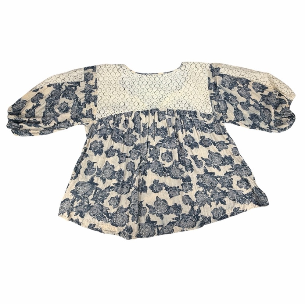 Free People Women’s Floral Lace Moon River Boho Blouse In Size XS - Picture 8 of 11